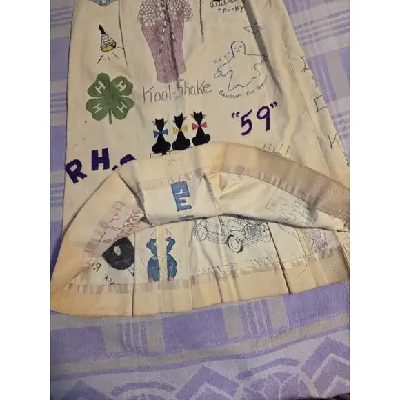 Vintage 1959 Senior Cord Skirt And Jacket Set Hand Drawn High School 50s 60s - Picture 16 of 16